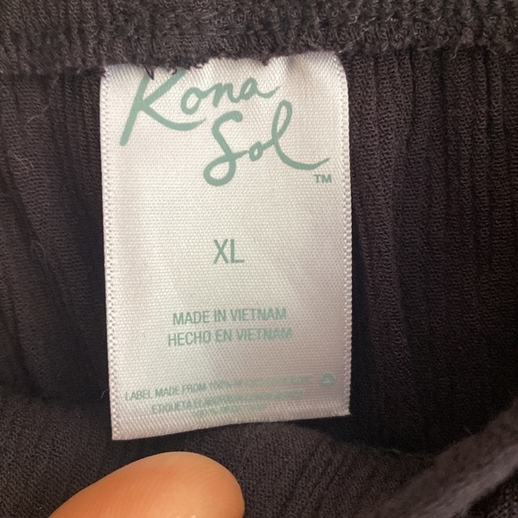 Kona Sol Womens Swim Cover Up Pants XL Black Tie front split leg - Picture 4 of 6